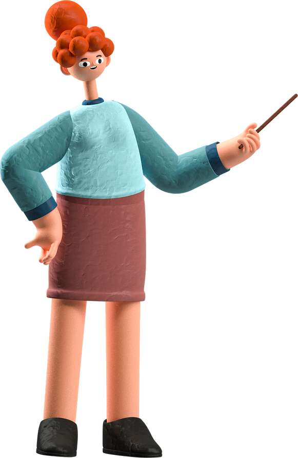 3D Teacher And Student Teacher Pointing